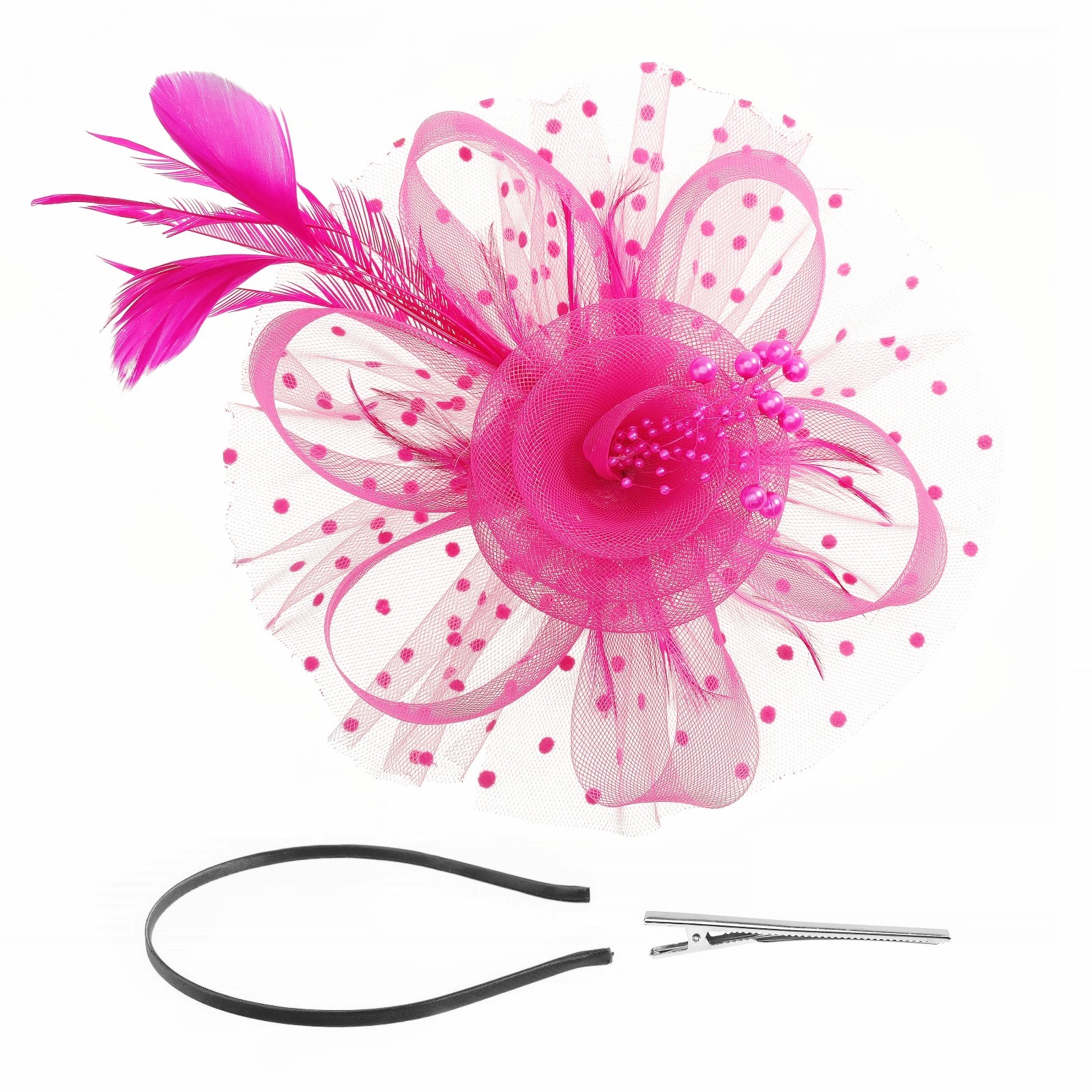 Nicky Bigs Novelties Mini Top Hat Fascinator with Pearl Stud On Hair