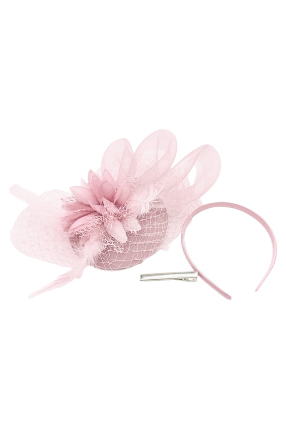 Fascinators Hat For Women Tea Party Headband Wedding Flower Mesh Feathers Hair Clip For Girls And Women Wedding Hat With Headwear 2PCS Big Barrettes for Hair Clear Elastics for Hair Big Barrettes for