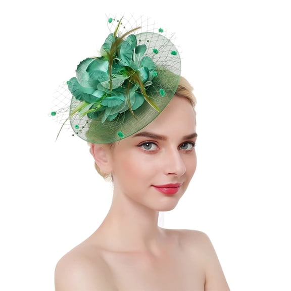 Fascinators Hat for Women Flower Hat with Veil Cocktail Wedding Tea Party Hat, Flower Cocktail Wedding Tea Party
