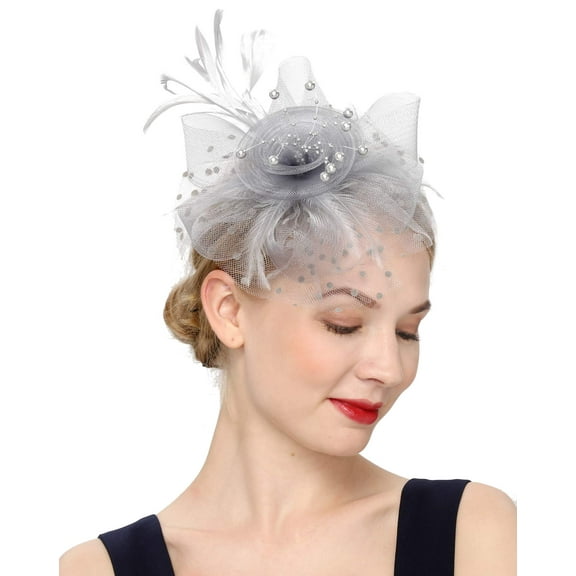 Fascinators Hat for Women Tea Party Hat Kentucky Derby Wedding Flower Cocktail Mesh Feathers Headpiece