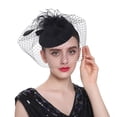 thumbnail image 1 of Fascinators Hats 20s 50s Hat Pillbox Hat Cocktail Tea Party Headwear with Veil for Girls and Women Black, 1 of 3