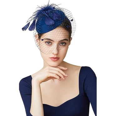 Yazhuq Fascinators Cappelli anni '20 '50 Tinta unita PillboxHat Cocktail Tea Party Copricapo Cap Clip di Capelli