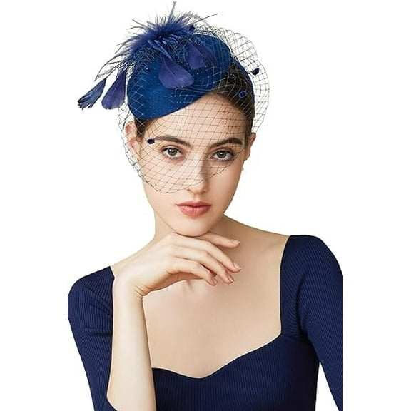 Fascinators Hats 20s 50s Hat Pillbox Hat Cocktail Tea Party Headwear with Veil for Girls and Women