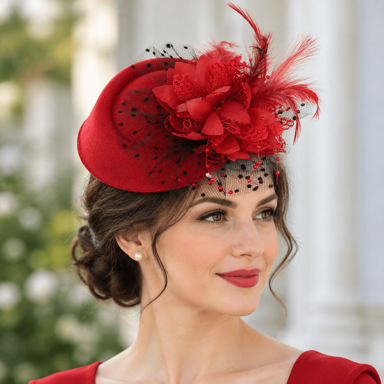 Fascinators Hats Women Flower Feather Church Pillbox Hat Vintage Dress ...