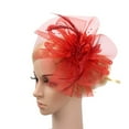 thumbnail image 1 of Fascinators Hats for Women Ribbons Mesh Feather Hat Fashion Kentucky Derby Hat Wedding Fascinator Tea Party Cocktail, Wedding, Fancy Dress Party Fascinators Hats for Women Tea Party Red One Size, 1 of 2
