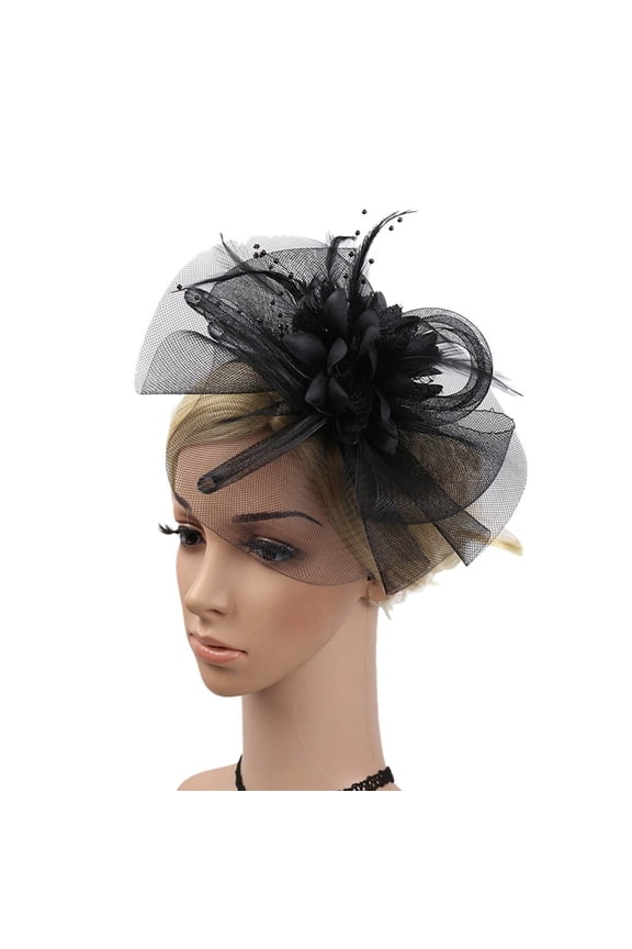 Fascinators Hats for Women Ribbons Mesh Feather Hat Fashion Kentucky Derby Hat Wedding Fascinator Tea Party Cocktail Wedding Fancy Dress Party Fascinators Hats for Women Tea Party Black One Size