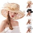 thumbnail image 1 of Fascinators Hats for Women Tea Party Easter New Big Sandal With Hot Diamond Flower Sunshade Hat for Women Summer Beach Sunscreen Sun Hat Chiffon Mesh Hat, 1 of 4