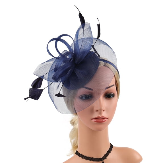 Fascinators Hats for Women Tea Party Kentucky Hat Derby Headband Elegant Wedding Party Bride Hat Headband Church Derby Hat for Women Fascinators Hats for Women Tea Party Navy One Size
