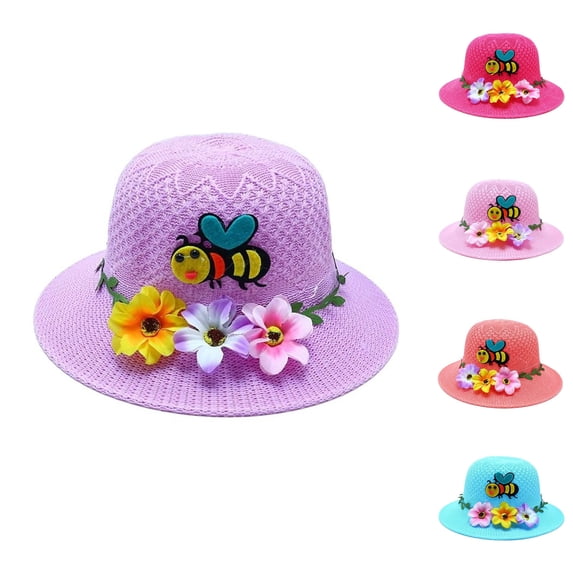 Fascinators Hats for Girls Tea Party Easter Kids Sun Hat Wide Brim Summer Beach Hat for Boys Girls Toddler Outdoor Play Travel Lightweight Breathable