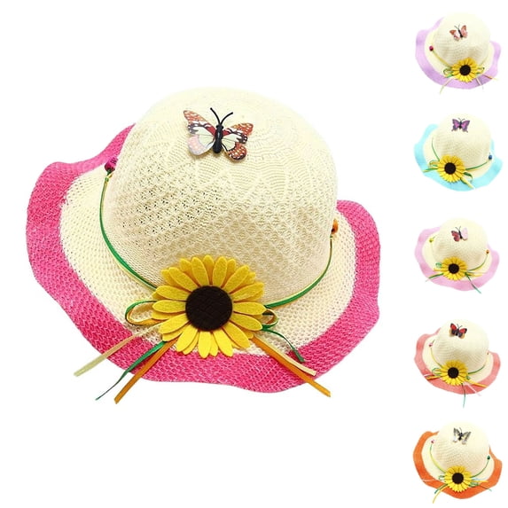 Fascinators Hats for Girls Tea Party Easter Kids Sun Hat Wide Brim Summer Beach Hat for Boys Girls Toddler Outdoor Play Travel Lightweight Breathable