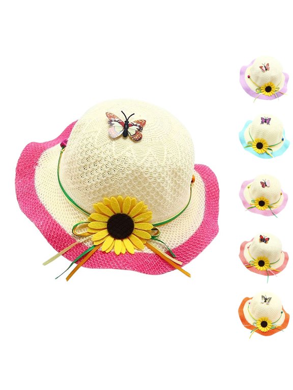 Fascinators Hats for Girls Tea Party Easter Kids Sun Hat Wide Brim Summer Beach Hat for Boys Girls Toddler Outdoor Play Travel Lightweight Breathable