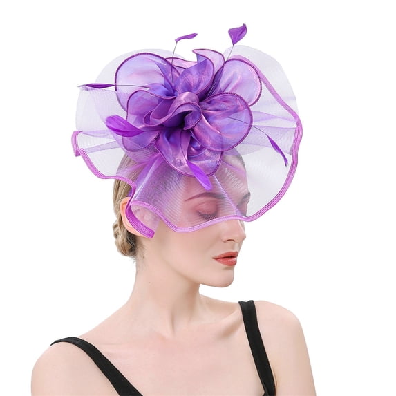 Fascinators Hats for Women Big Mesh Flower Hat For Tea Party Cocktail Wedding Church Hat for Women Hair Clips And Hoops Fascinators Womens
