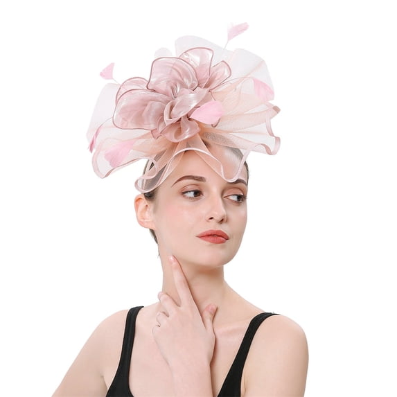 Fascinators Hats for Women Big Mesh Flower Hat For Tea Party Cocktail Wedding Church Hat for Women Hair Clips And Hoops Fascinators Womens