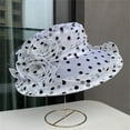 thumbnail image 1 of Fascinators Hats for Women Elegant Flower Polka Dot Organza Sun Hat Summer Wedding Party Wide Brim Hat, 1 of 3