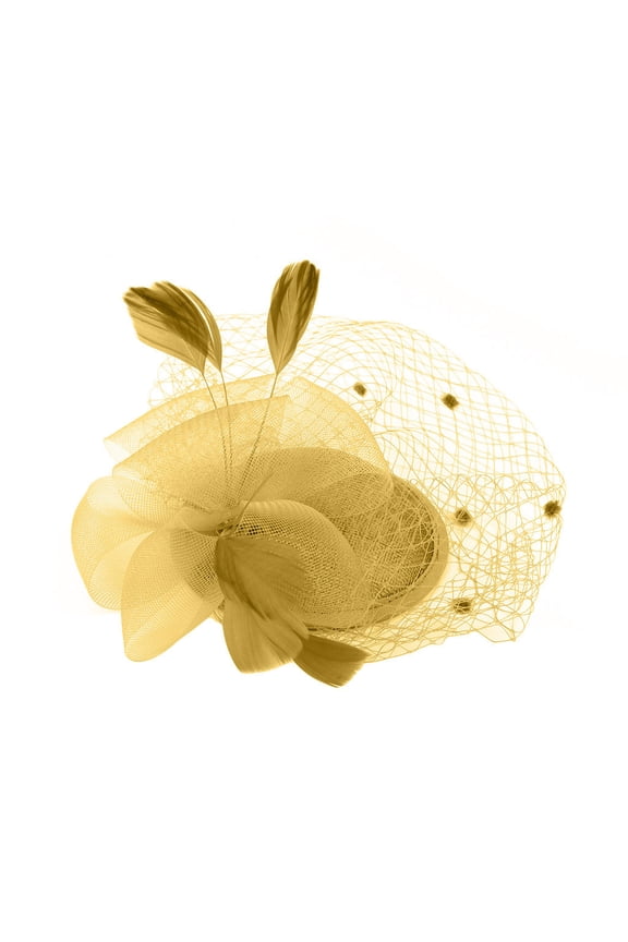 Fascinators Hats for Women LSQii Headwear Beret Pillbox Hat Gold Flower Mesh Ribbons Bow Knot Headband for Cocktail Tea Party Church Bridal Wedding