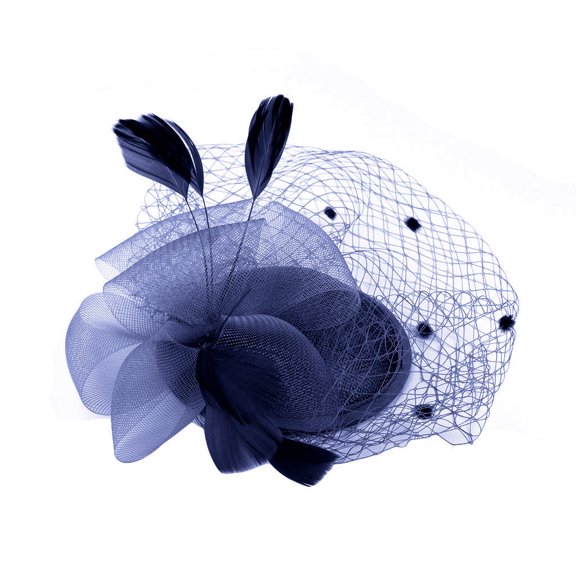 Fascinators Hats for Women LSQii Headwear Beret Pillbox Hat Navy Flower Mesh Ribbons Bow Knot Headband for Cocktail Tea Party Church Bridal Wedding