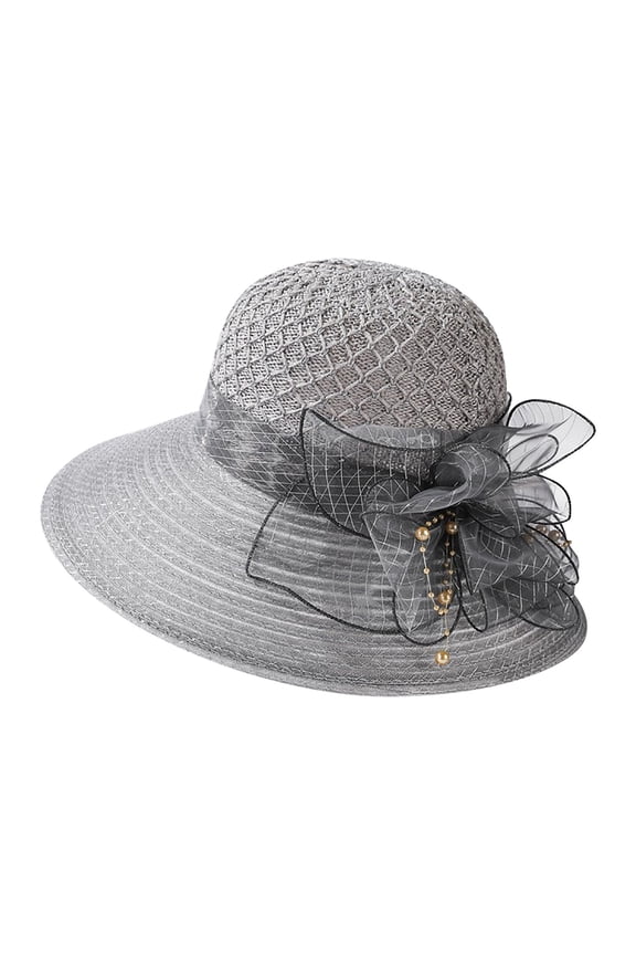 Fascinators Hats for Women Tea Party Easter Floral Mesh Sun Hat for Beach And Outdoor Activities Wide Brim Elegant Chiffon Summer Sun Hat