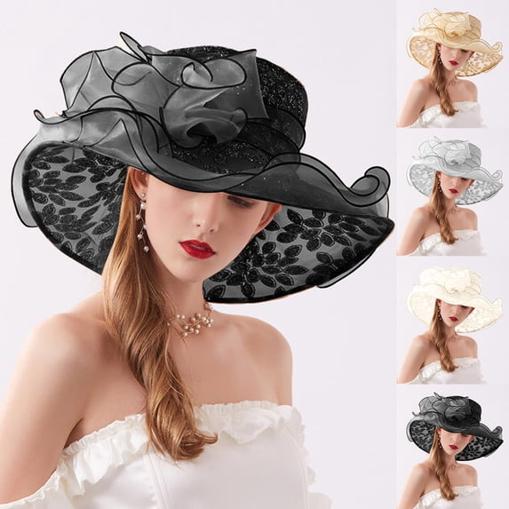 Fascinators Hats for Women Tea Party Easter Womens Summer Dress Hat Wide Leaf Flower Bridal Shower Hat Sun Hats Beach Hat