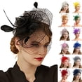 thumbnail image 1 of Fascinators Hats for Women Tea Party Elegant Headband Derby Hats with Hair Clip for Wedding Bride Party Pillbox Hat Head Band for Women Rd1 One Size, 1 of 2