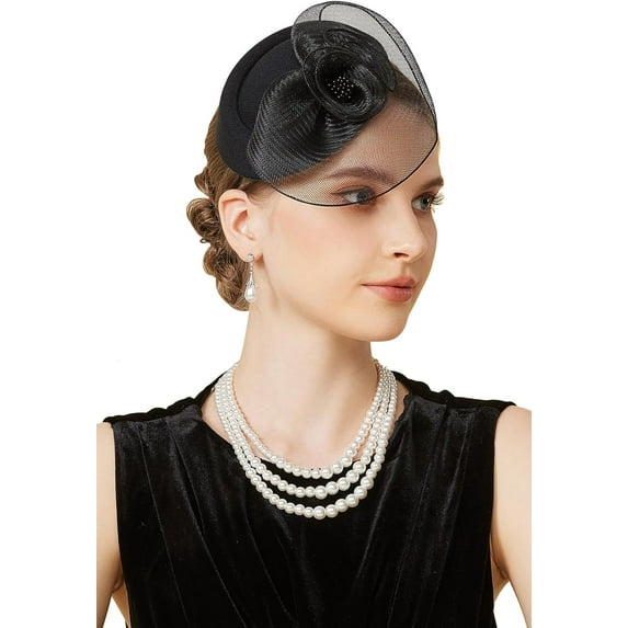 Fascinators Hats for Women - Tea Party Hat with Pillbox and Mesh Design for Bridal Wedding