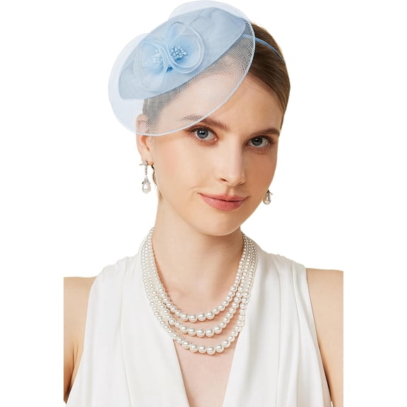 Fascinators Hats for Women - Tea Party Hat with Pillbox and Mesh Design for Bridal Wedding