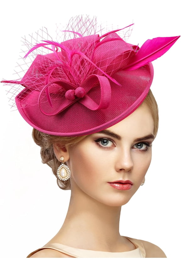 Fascinators Hats for Women - Vintage Tea Party Attire Outfit Headband Church Veil Derby Hat for Women
