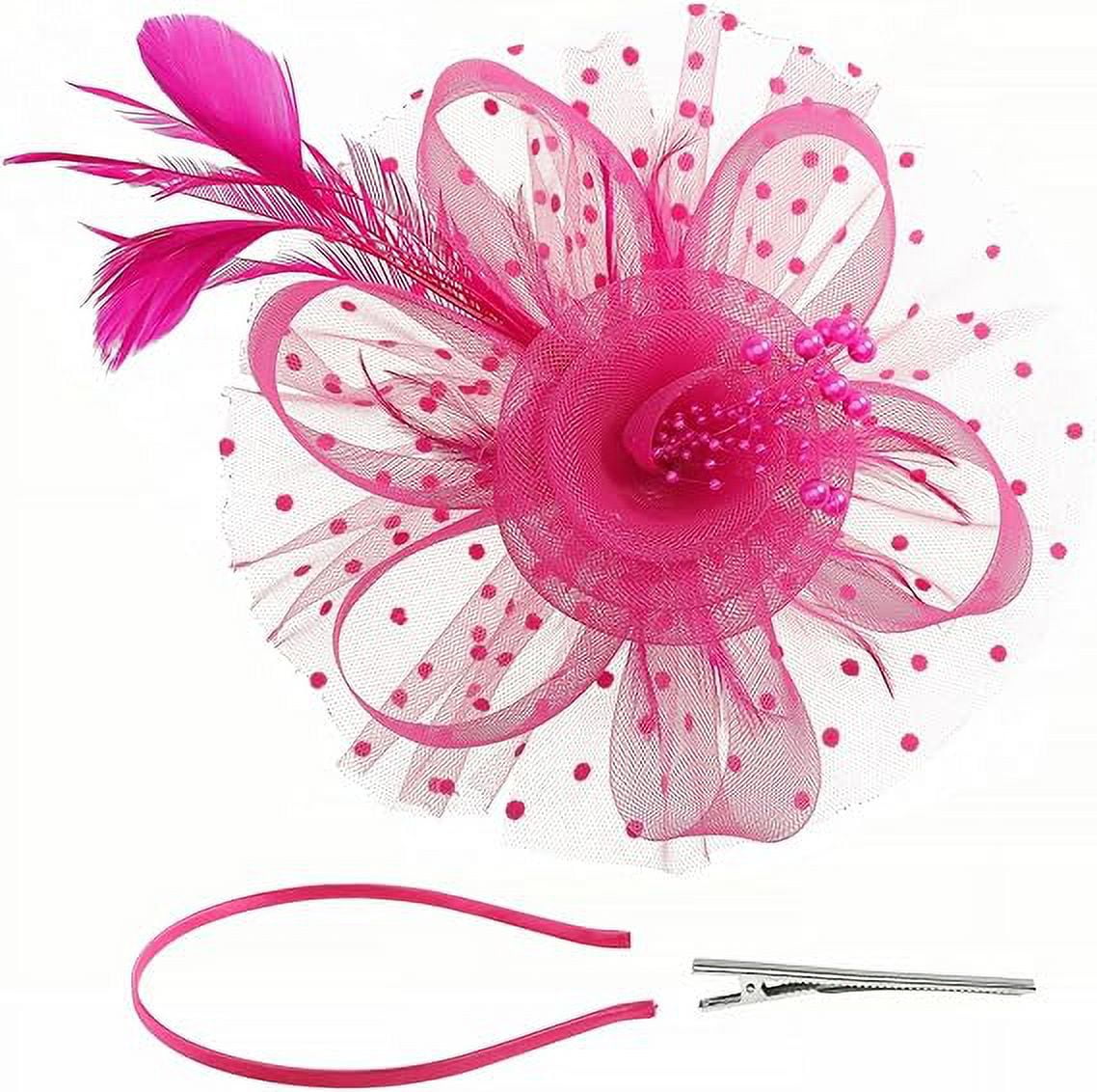 Women Fascinator Headband Gloves Set Church Kentucky Derby Hat Cocktail Party