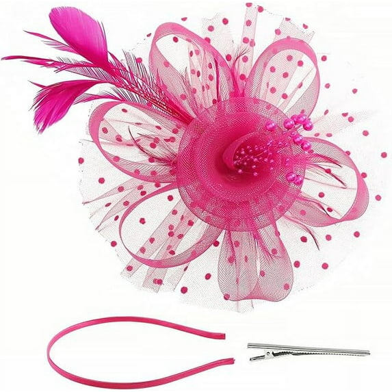 Fascinators Headband Hats for Women Kentucky Derby Tea Party Wedding Mesh Cocktail Fancy Flower Feathers Fascinator Clip
