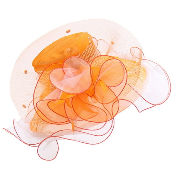 Fascinators for Women Kentucky Derby Hats! Yigetop Women Kentucky Derby Church Dress Fascinator Wide Brim Wedding Tea Party Church Hats for Women 2025 orange One Size