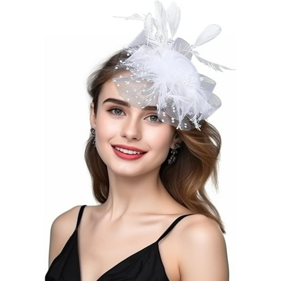 Fascinators for Women Tea Party Hat Kentucky Derby Hats Flower Mesh Feathers Headband Headwear Hair Clip for Girls