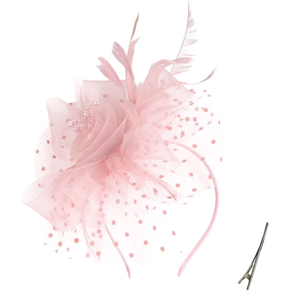 Fascinators for Women Tea Party Headband Derby Hats Cocktail Flower Mesh Feathers Headwear Hair Clip for Wedding