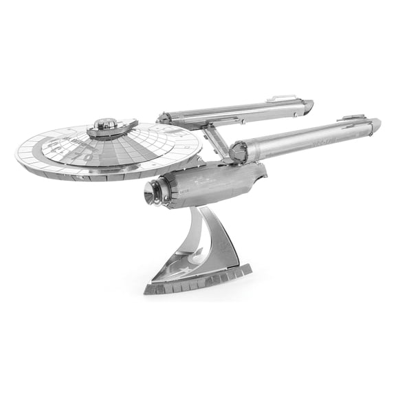 Fascionations Metal Earth 3D Metal Model Kit - Star Trek U.S.S. Enterprise NCC-1701 Mini Rocket & Spaceship Play Vehicle
