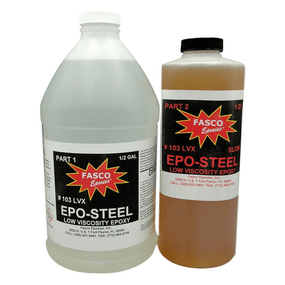 Fasco #103 LVX - Low Viscosity Epoxy - Laminating Resin- 3 Quart Kit (Slow Hardener)