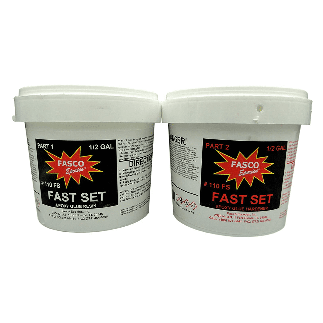 Fasco #110 Epoxy Glue for Wood - Fiberglass - Concrete - Metals - Glass - Ceramics - Fast Set - Gallon Kit