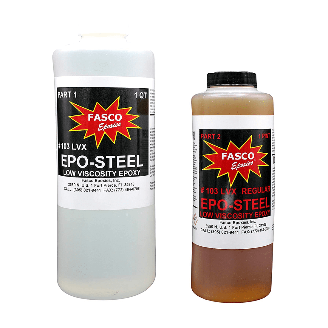 Fasco Epoxies #103LVX 2:1 Marine Grade Epoxy for Fiberglass, Cloth, Wood, Boat Building and Repair (3 Pint Kit Medium Hardener)