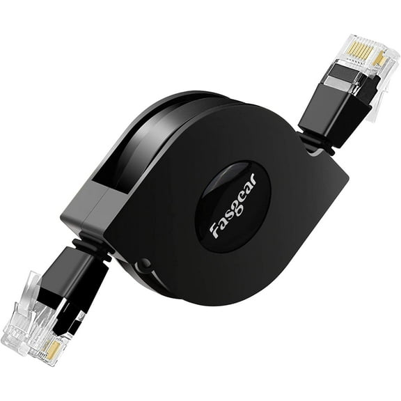 Fasgear Cat6 Ethernet Cable Adjustable Flat Internet Network LAN Patch Cord High Speed 10Gbps Cat6 Computer Wire with RJ45 Connectors for Modem Router, PC, Mac, Laptop 1 Pack 1m/3ft Black