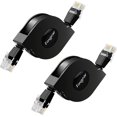 thumbnail image 1 of Fasgear Cat6 Ethernet Cable Adjustable Flat Internet Network LAN Patch Cord High Speed 10Gbps Cat6 Computer Wire with RJ45 Connectors for Modem Router, PC, Mac, Laptop 2 Pack 1m/3ft Black, 1 of 8