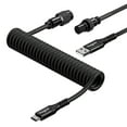 thumbnail image 1 of Fasgear Coiled USB C Keyboard Cable, 1.8m/6ft Type C to Type A keyboard Cable with Metal Aviation Connector, 18W Fast Charging, Designed for USB-C Mechanical / Custom / DIY / Gaming Keyboard(Black), 1 of 6