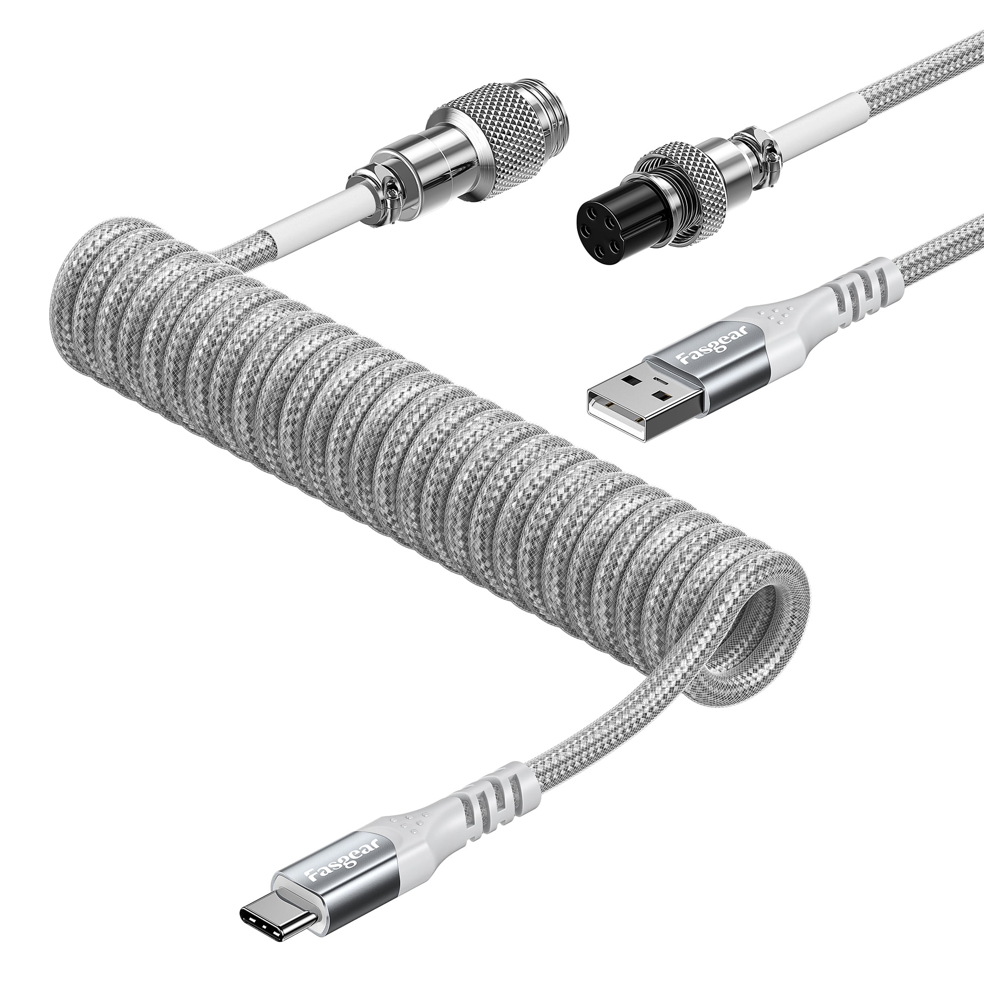 Fasgear Coiled USB C Keyboard Cable, 1.8m/6ft Type C to Type A keyboard
