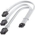 thumbnail image 1 of Fasgear PCI-e 5.0 Extension Cable,16Pin(12+4) Male to PCI-E 5.0 3x8Pin Female Sleeved Extension Cable with 4 Cable Combs, 30cm 12VHPWR Cable Compatible for GPU 3090Ti & RTX 4000 Series (16AWG/White), 1 of 8