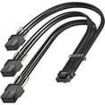 thumbnail image 1 of Fasgear PCI-e 5.0 Extension Cable,16Pin(12+4) Male to PCI-E 5.0 3x8Pin Female Sleeved Extension Cable with 4 Cable Combs, 30cm 12VHPWR Cable Compatible for GPU 3090Ti & RTX 4000 Series (16AWG/Black), 1 of 8