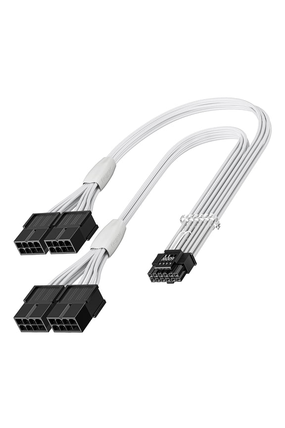 PCI-e 5.0 Extension Cable,16Pin(12+4) Male to PCI-E 5.0 4x8(6+2)Pin Female Sleeved Extension Cable, 40cm 12VHPWR Cable Compatible for GPU GeForce RTX 3090Ti & RTX 4080 4090 (16AWG/White)