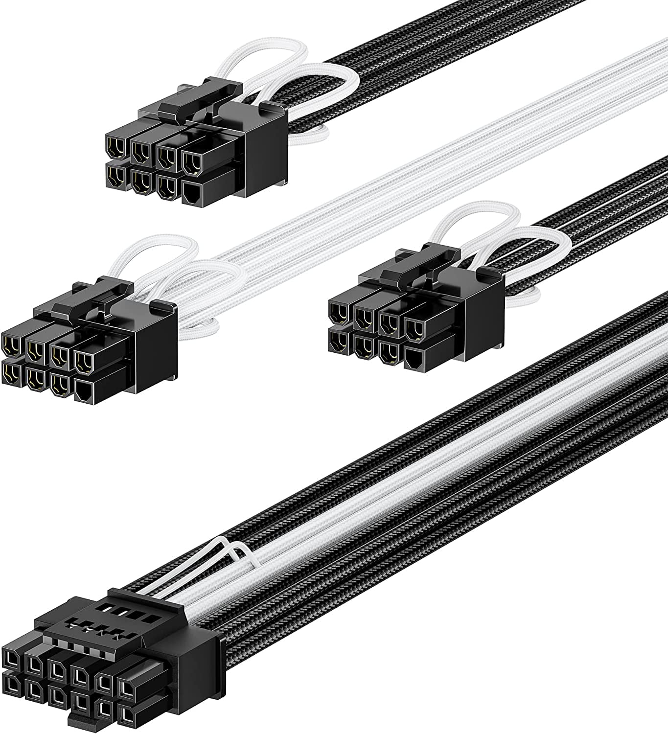 Fasgear PCI-e Gen 5.0 Power Cable Sleeved 70cm 16pin(12+4) 12VHPWR Connector for RTX 3090 Ti 4080 4090|3x8pin (4+4) CPU Male Plugs Only for Corsair/Great Wall/Thermaltake Modular Power Supply 2.3ft