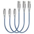 thumbnail image 1 of Fasgear Short USB C Cable - 3 Pack 1 ft Fast Charging USB A to Type C Cord Nylon Braided Compatible for Galaxy S20 Plus S10 Note 9 A10e A51 | LG V60 G7| i-Pad Pro, etc(Blue), 1 of 6