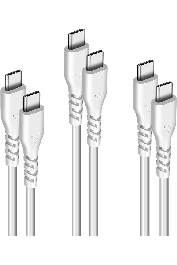 Type C to Type C Cable 60W Power Delivery,3-Pack 30cm,1m,1.8m Fast Charge USB C to USB C 2.0 Cable Data Transfer Cord Compatible for Mac-Book Pro/Air,Galaxy S20+/S10,HuaweiP40,Chromebook White