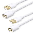 thumbnail image 1 of Fasgear USB 2.0 Extension Cable 10ft/3m 2 Pack - A Male to A Female Charging and Syncing USB Extender Cord (White), 1 of 6