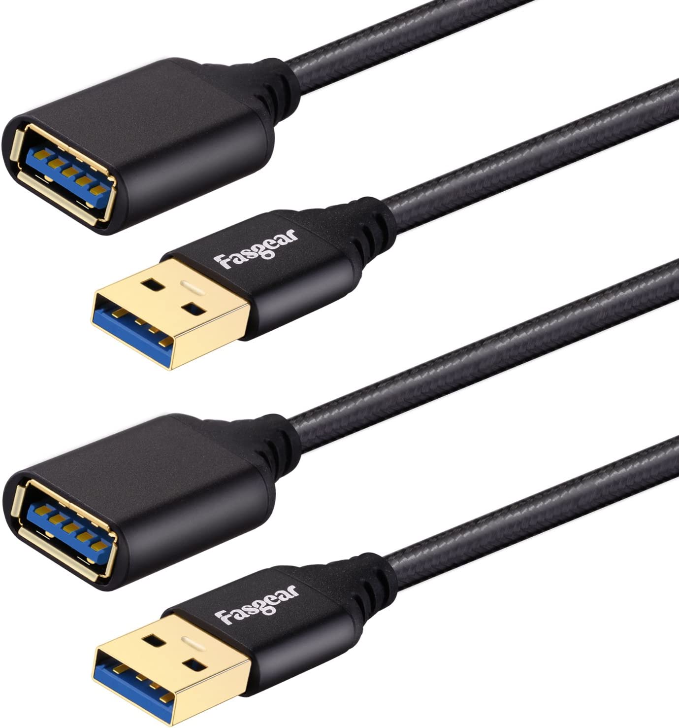 Fasgear USB 3.0 Extension Cable 2 Pack 6ft/1.8m USB 3.0 Type A Male