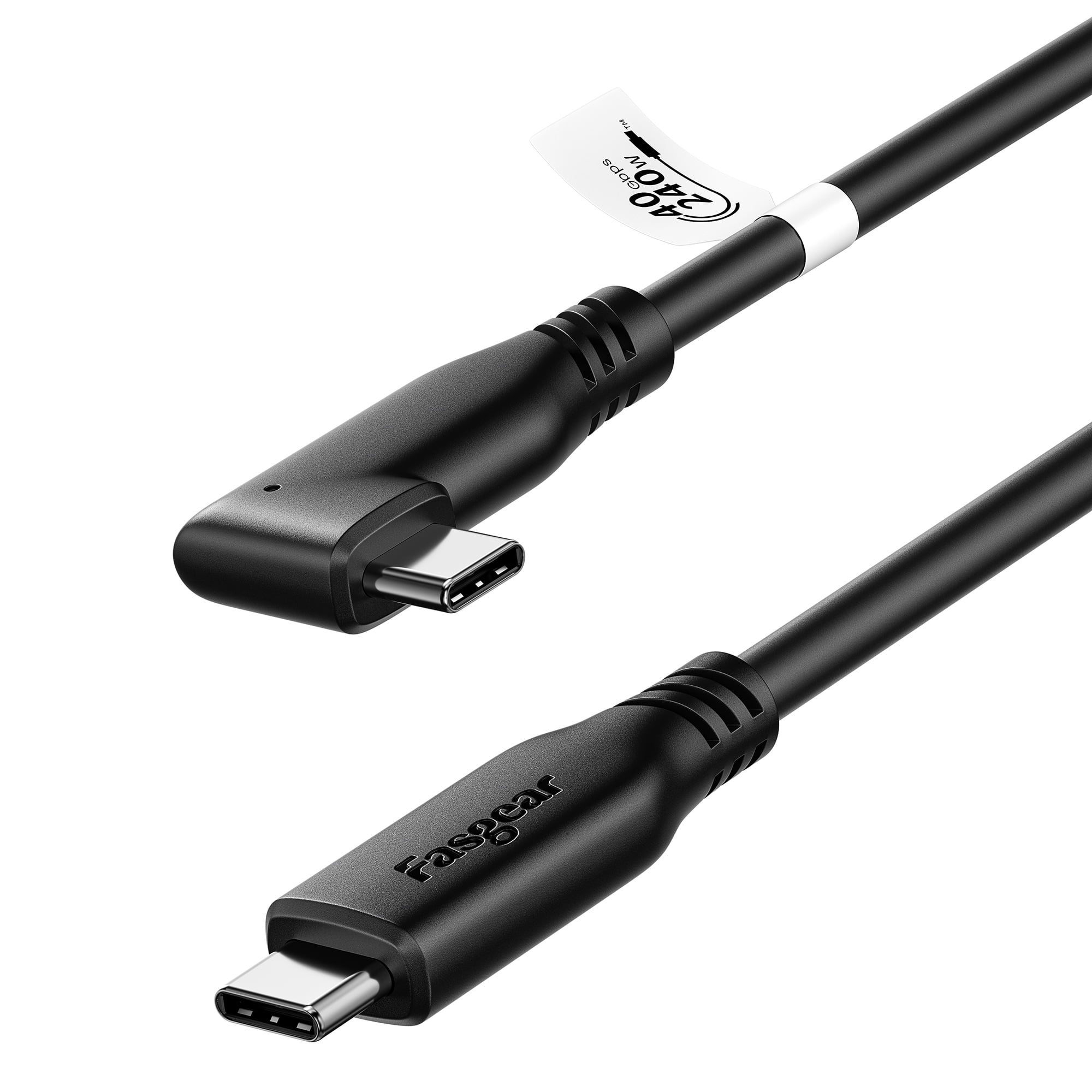 Fasgear USB 4 Cable 240W Thunderbolt 4 Cable 4.9ft, Right Angle USB C to USB C Cable for 100W