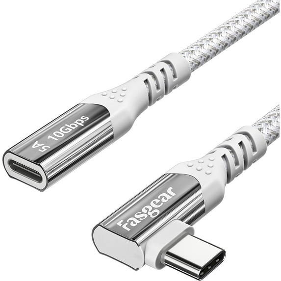 Fasgear USB C 3.1Extension Cable Fast Charge,3ft Type C Male to Female Extended Cord Charging & Data Sync Adapter Compatible for PSVR2 M1 Macbook Pro/Air(Thunderbolt 3)iPad Pro 2020 DJI Mavic(1m,Grey)
