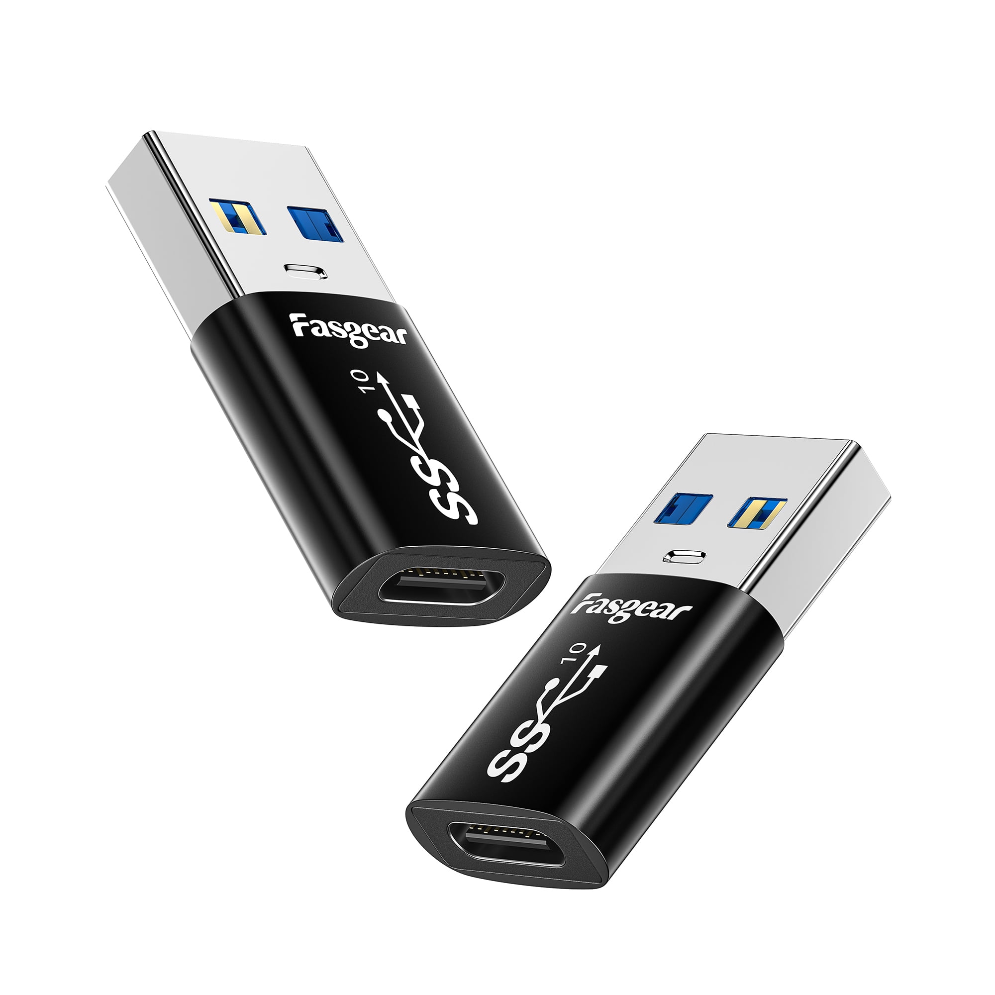 Fasgear USB C to USB Adapters 2Pack, Double Sided 10Gbps Data Sync & 3A Fast Charging, USB 3.2